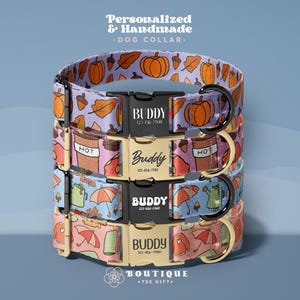 Fall Dog Collar, Personalized Pet Collar For Autumn, Thanksgiving Dog Accessory, Adjustable Collar For Dogs, Seasonal Pet Gift(DOG135)