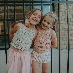 Skylar Halter Top For Girls, Sizes 12 mos - 12 years, Handmade Crochet Top For Photoshoot, Boho Top For Kids,  100% Cotton, Many Colors