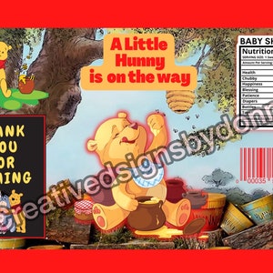 Winnie the Pooh Bear Baby shower Customized Chip Bags Digital template Custom babyshower favor