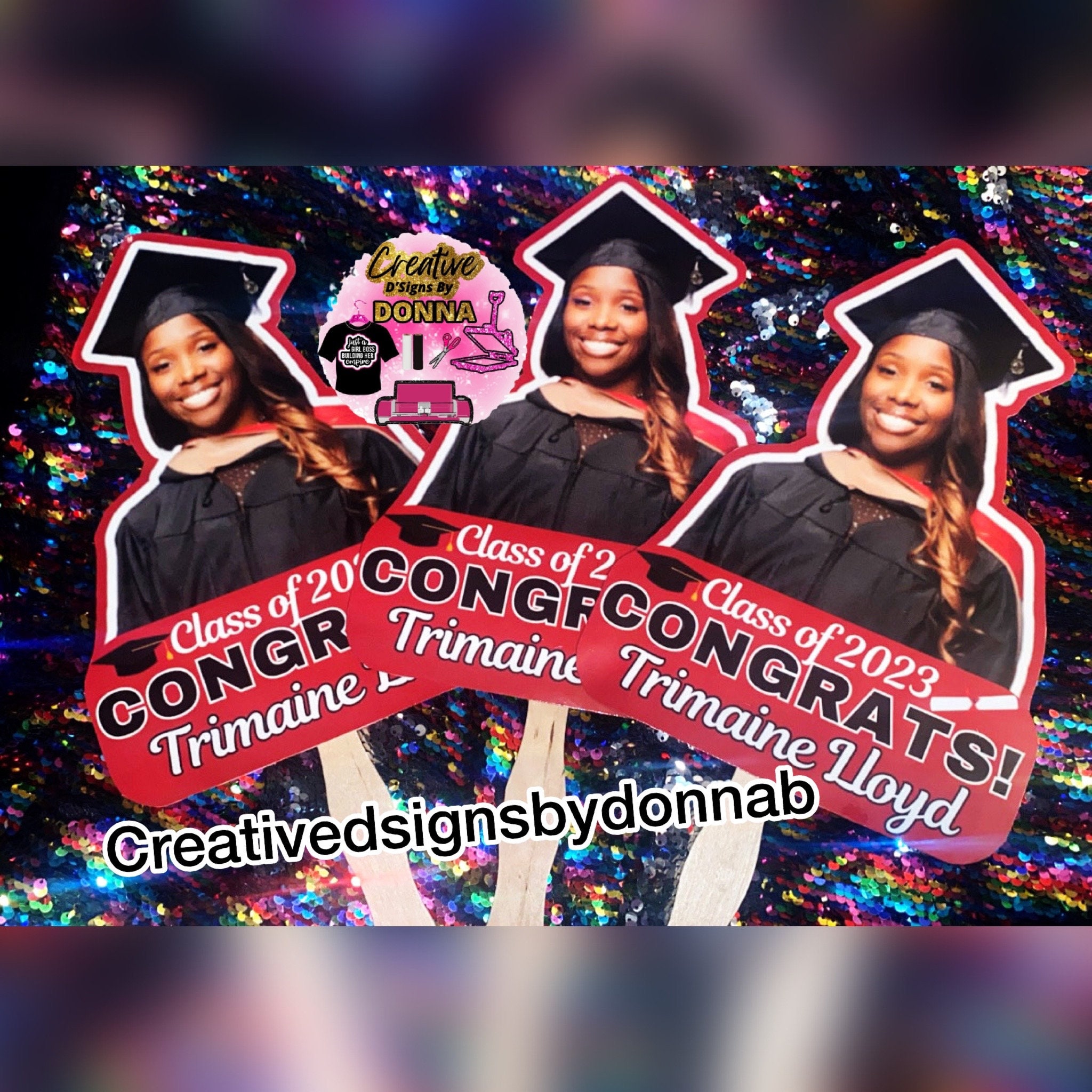 Graduation Fans, Gradfans, Head on a Stick, Custom Face Fans With ...