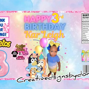 Bluey theme Birthday Customized Chip Bags Digital template Custom Party favor Birthday party