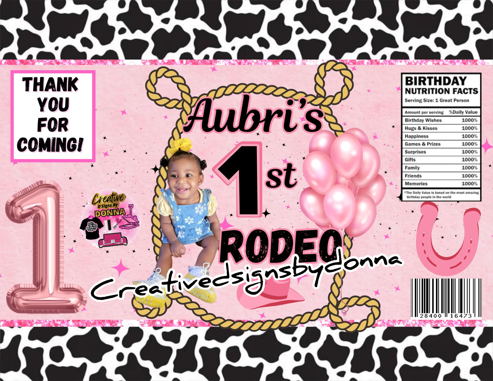 1st Rodeo theme Birthday Customized Chip Bags Digital template Custom Party favor Birthday party