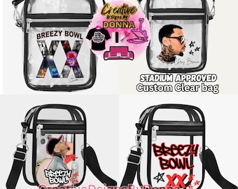 Breezy Bowl XX Clear Bag, Breezy Bowl, Breezy Bowl Stadium Approved Bag, Chris Brown Concert, Clear Crossbody bag, Concert Stadium Bag