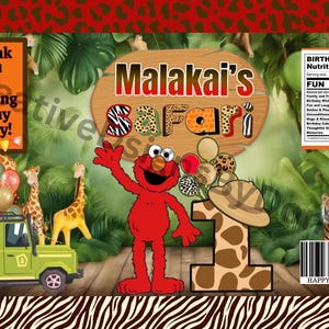 Elmo Safari theme Birthday Customized Chip Bag Digital template Custom Party favor Birthday party, Party treat