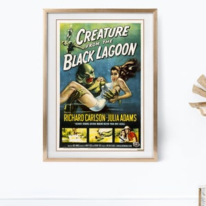 Creature From The Black Lagoon | Vintage Horror Movie Poster, Classic Horror Movie, Horror Movie Decor, Horror Movie Posters, Digital Poster