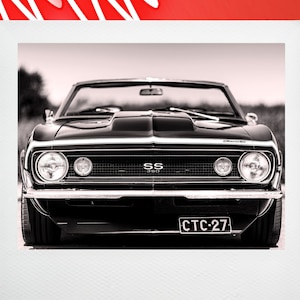 Black and White Camaro SS Digital Print | Muscle Car Download Great For A Man Cave, Car Wall Art For Any Garage, Or A Great Gift For Dad
