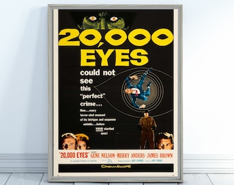 ヴィンテージ ホラー映画ポスター | 20,000 Eyes クラシック ホラー映画、ホラー映画の装飾、ホラー映画ポスター、デジタル映画ポスター、ホラー装飾
