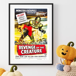 Revenge of the Creature Horror Movie Decor | Vintage Poster, Retro Horror Movie Poster, Vintage Art Print, Cool Posters, Vintage Wall Art