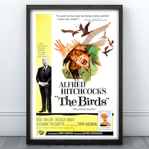 Alfred Hitchcock&#39;s The Birds Vintage Movie Poster | Classic Horror Movie Poster, Classic Movie Poster, Horror Movie Art, Horror Movie Decor