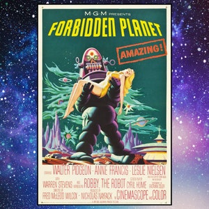 Forbidden Planet Movie Poster | Vintage Sci-Fi Art Print | Rare Collectible Memorabilia | Vintage Movie Posters | Retro Sci-Fi Art Decor