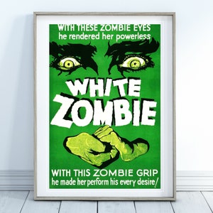 White Zombie Horror Movie Poster Starring Bela Lugosi | Horror Movie Posters, Printable Poster, Vintage Movie Poster, Horror Decor, Poster