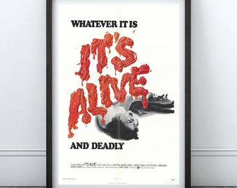 It's Alive Horror Movie Poster | Vintage Movie Poster, Horror Movie Art, Horror Movie Posters, Vintage Poster, Horror Decor, Horror Art