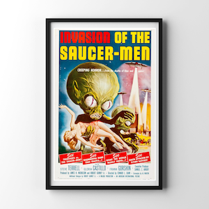 Invasion of the Saucer Men Vintage Movie Poster - 1950s Sci-Fi Horror Art Print for Collectors and Fans - 24x36 inches - Art Poster Print