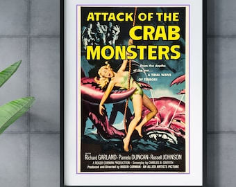 カニモンスターの襲撃 | ヴィンテージホラー映画ポスター、クラシックホラー映画、ホラー映画の装飾、ホラー映画ポスター、デジタルポスター