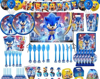 Sonic Party Servies Wegwerp Servies Jongens Verjaardagsfeestje Benodigdheden Papieren Plaat Cup Servetten Baby Douche Decoraties