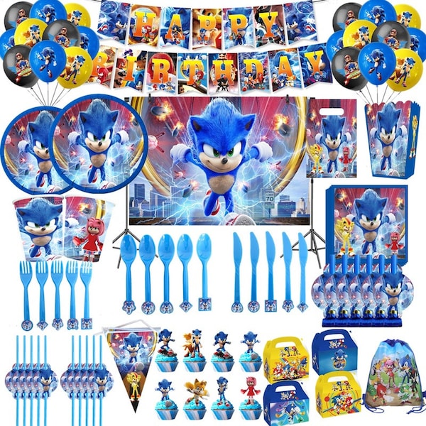 Sonic Party Vaisselle Vaisselle Jetable Garçons Fête D'anniversaire Fournitures Assiette En Papier Tasse Serviettes Décorations De Douche De Bébé