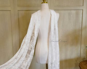 Floral Lace Wedding Scarf, Detachable ivory Bridal Neck Scarf