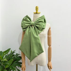 Detachable Green Satin Bow Bridal Train, Handmade Wedding Accessory Christmas Tree Decoration