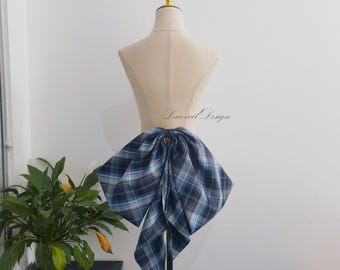 Minimalist Blau Gestreifte Schleife Braut Schleppe, Abnehmbares Hochzeitskleid Accessoire