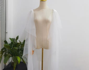Elegant Wedding Wings Veil, Detachable Shoulder Cape Bridal Arm Cover