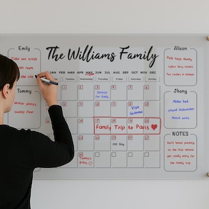 Acrylic Family Calendar , Dry Erase Monthly Wall Planner , Acrylic Calendar , Family Planner , Weekly Family Calendar