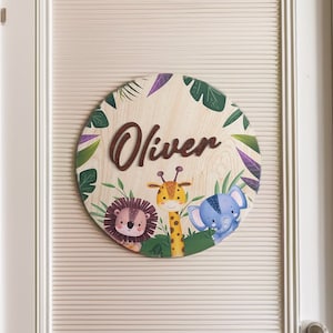 CUSTOM Safari Door Plaque | Jungle Animals Kids Room Decor | Boys Bedroom Decor | Jungle Nursery | Safari Animal Kids Room Wall Decor