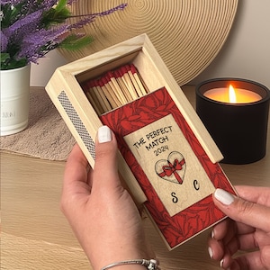 PERSONALIZED Couples Matchbox | Custom Wood Matchbox for Couples | Housewarming Gift | The Perfect Match | New House Gift