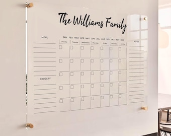 Personalisierter Acryl-Wandkalender, Acryl-Familienkalender, Wöchentlicher Familienkalender Trockenlösch-Monatsplaner