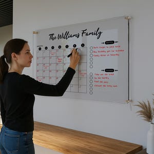 Acrylic Calendar , Acrylic Family Calendar , Dry Erase Monthly Wall Planner ,  Family Planner , Weekly Family Calendar