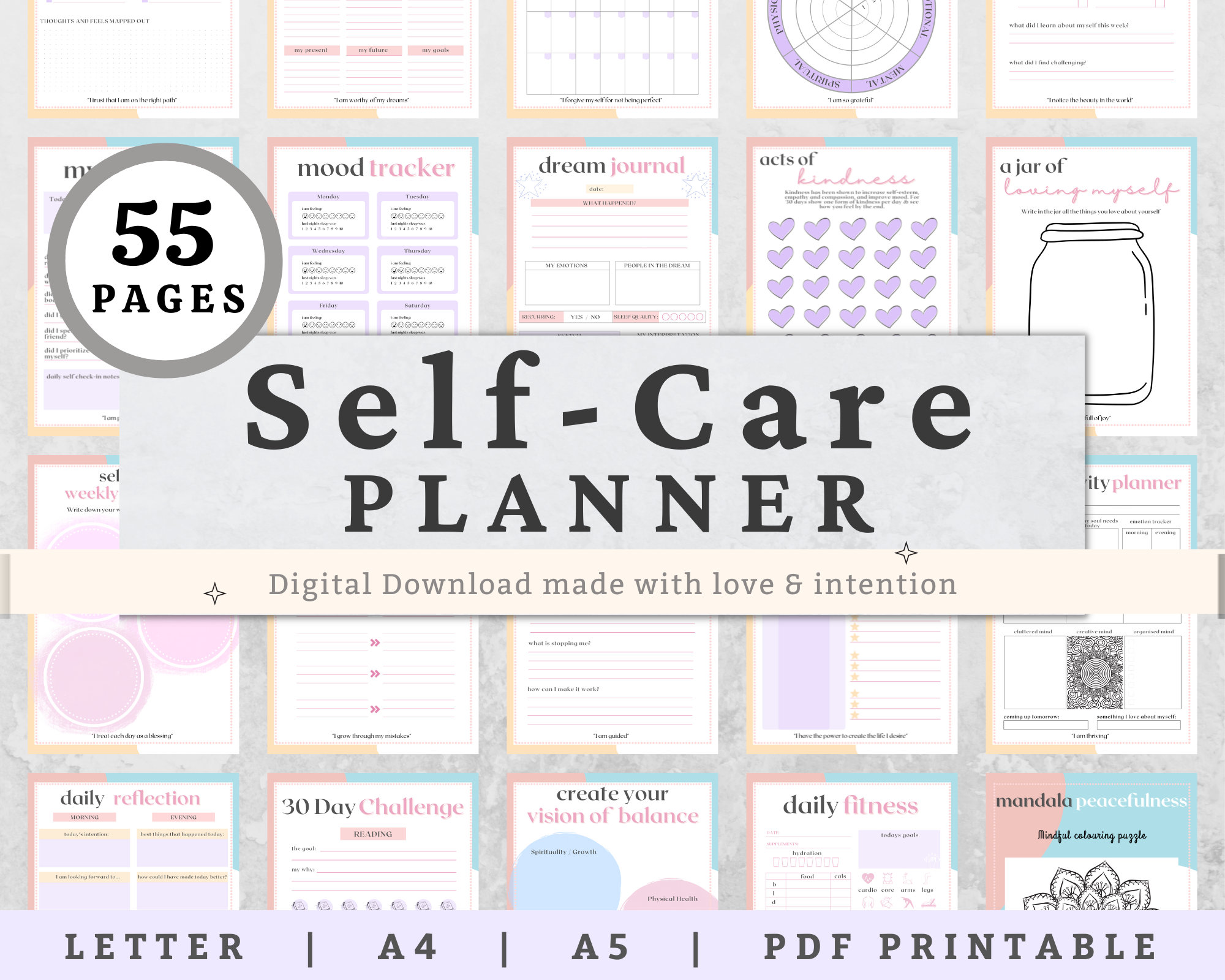 Self Care Planner, Flourish Planner, Self Care Journal, Self Care Checklist, ADHD Planner, Self Love Journal, Habit Tracker Printable, pdf