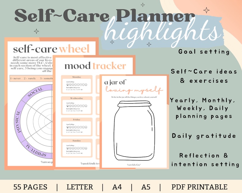 Self Care Planner Flourish Planner Self Care Journal Self - Etsy