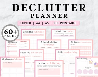 Declutter Planner, declutter checklist, cleaning schedule, cleaning checklist, declutter challenge, cleaning planner, adhd cleaning, PDF