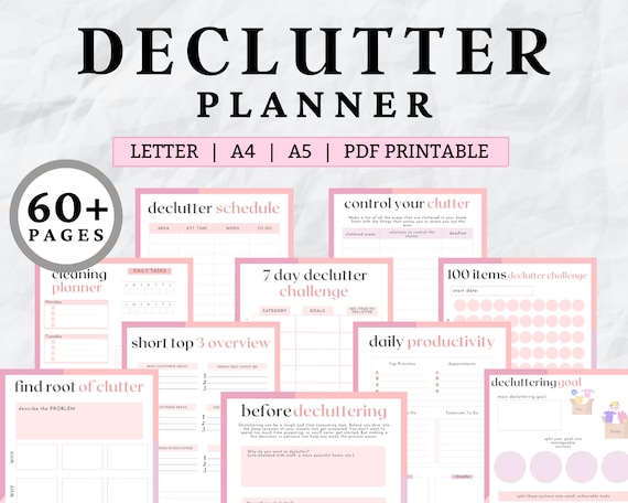 Declutter Planner, declutter checklist, cleaning schedule, cleaning checklist, declutter challenge, cleaning planner, adhd cleaning, PDF