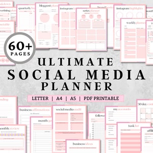 Social Media Planner, content planner, youtube planner, instagram planner, blog planner, etsy planner, social media planner printable, PDF