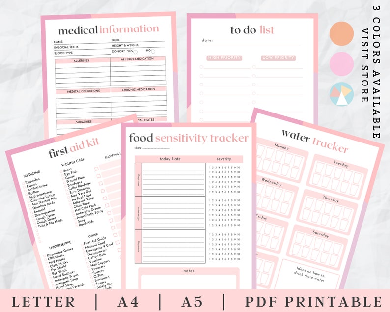 Medical Planner, medical binder, blood pressure log, medicine tracker, medical binder printable, mental health tracker, medical tracker image 3