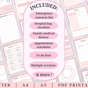 Medical Planner, medical binder, blood pressure log, medicine tracker, medical binder printable, mental health tracker, medical tracker image 4