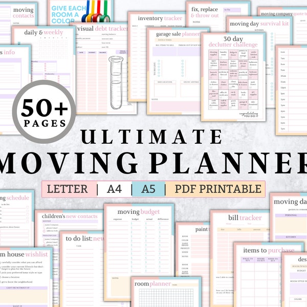 Moving checklist, moving planner, moving binder, moving gift, moving list, moving checklist printable, declutter planner, PDF printable