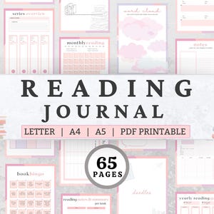 Reading Journal, reading tracker, reading log, book review journal, book tracker, reading planner, custom journal, student planner, PDF