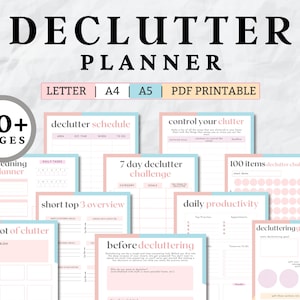 Declutter Planner, declutter checklist, cleaning schedule, cleaning checklist, declutter challenge, cleaning planner, adhd cleaning, PDF