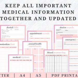 Medical Planner, medical binder, blood pressure log, medicine tracker, medical binder printable, mental health tracker, medical tracker image 2