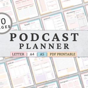 Podcast Planner, podcast template, content planner, social media planner, youtube planner, content calendar, social media manager, PRINTABLE