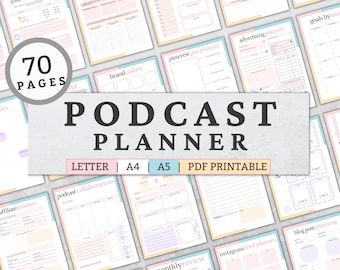 Podcast Planner, Content & Social Media Planner (PDF Printable)