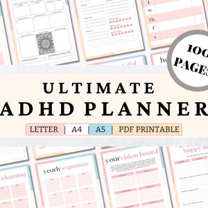 ADHD Planner Adult, ADHD Planner Digital, Flourish Planner, To Do List, Instant Download, Daily Productivity Planner, Habit Tracker, pdf