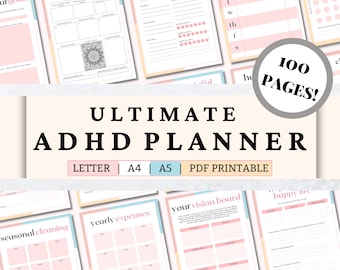 ADHD Planner, Daily Productivity, Habit Tracker (PDF)