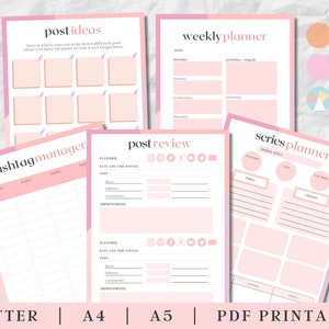 Socialmediaplanner, contentplanner, youtube-planner, instagramplanner, blogplanner, etsy-planner, afdrukbare sociale-mediaplanner, pdf afbeelding 4