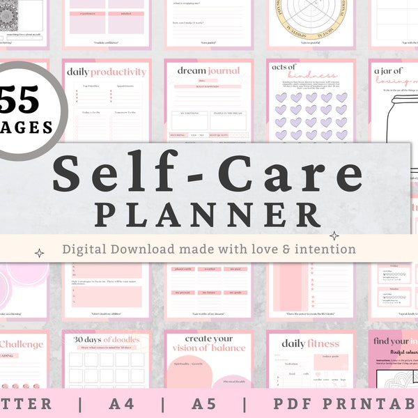 Self Care Planner, Flourish Planner, Self Care Journal, Self Care Checklist, ADHD Planner, Self Love Journal, Habit Tracker Printable, pdf