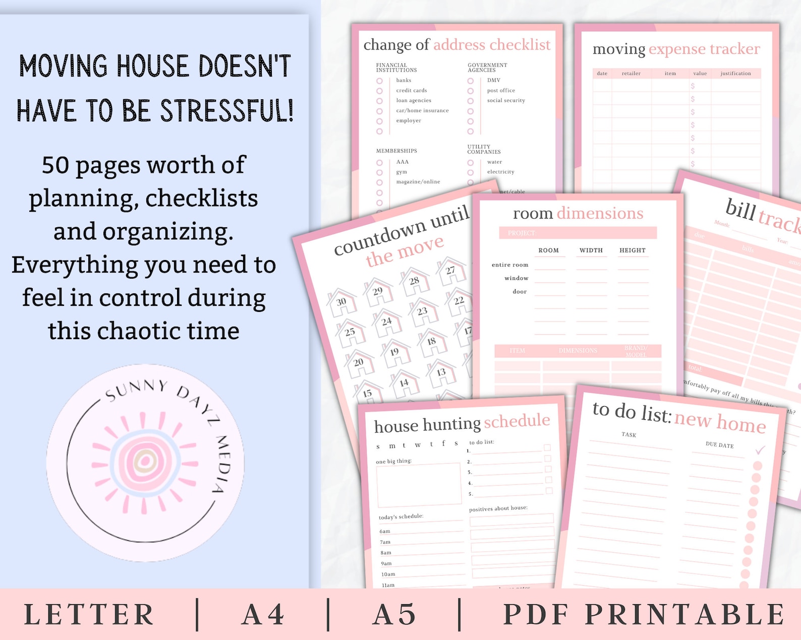 50+ Page Moving Planner, Checklist, and Organizer (PDF Printable) - Etsy