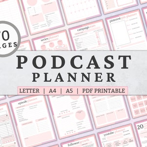 Podcast Planner, podcast template, content planner, social media planner, youtube planner, content calendar, social media manager, PRINTABLE