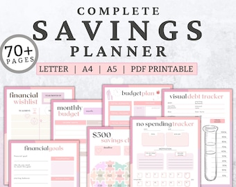 Savings Challenge Planner, 70+ Pages, Budget Tracker (PDF Printable)
