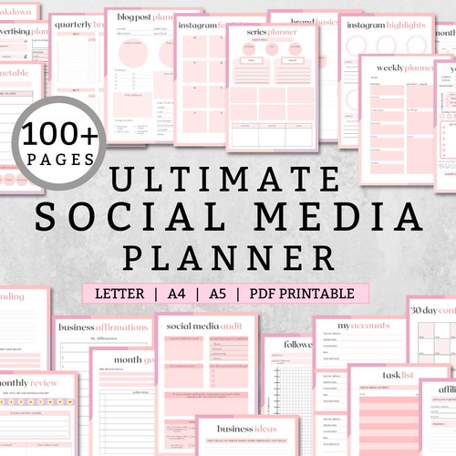 Social Media Planner Content Planner Youtube Planner Etsy